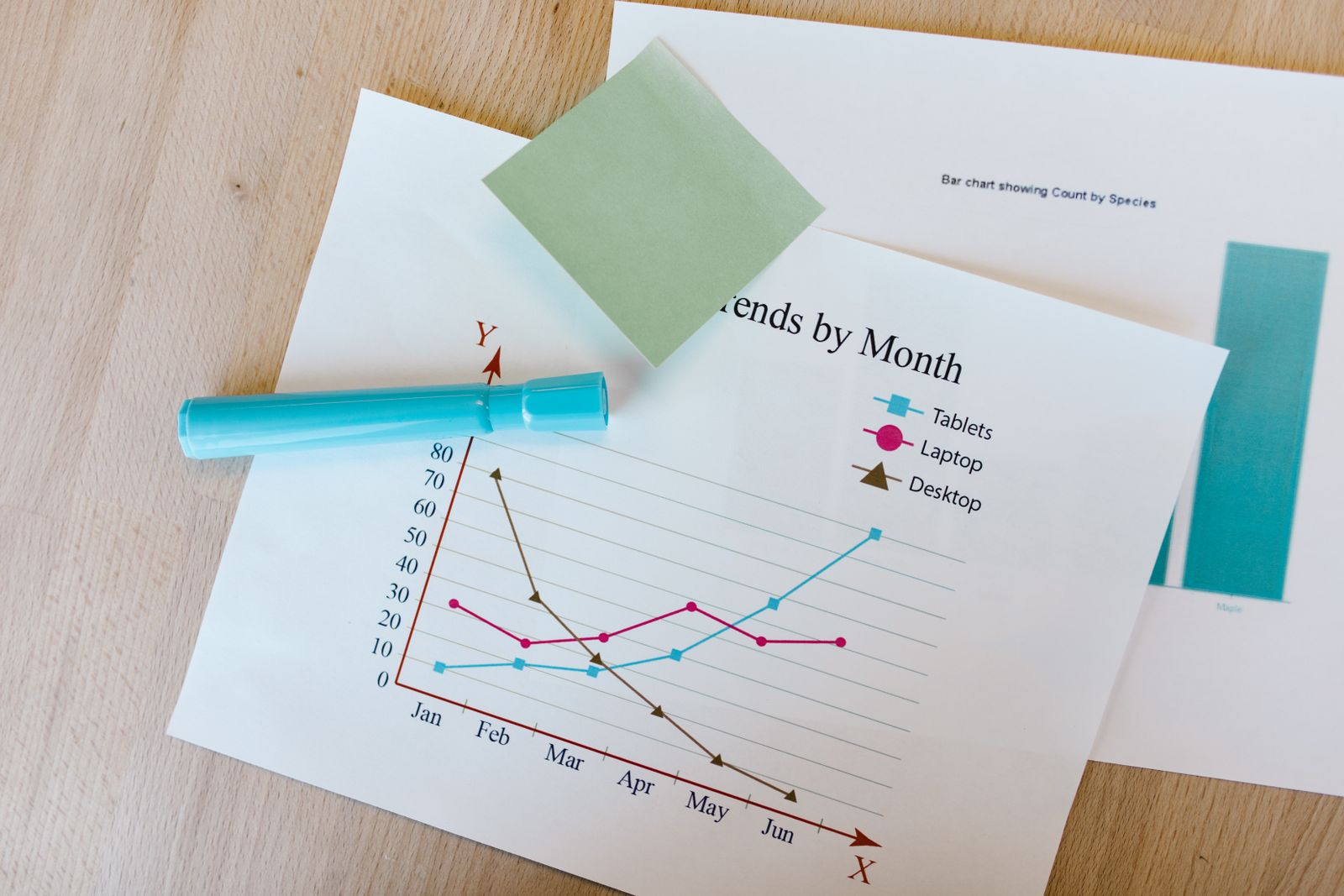 Two people comparing charts and visual materials, illustrating a Gamma versus Napkin AI comparison