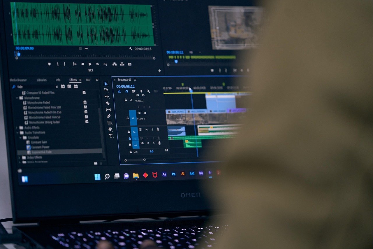 Video editing timeline on a computer screen