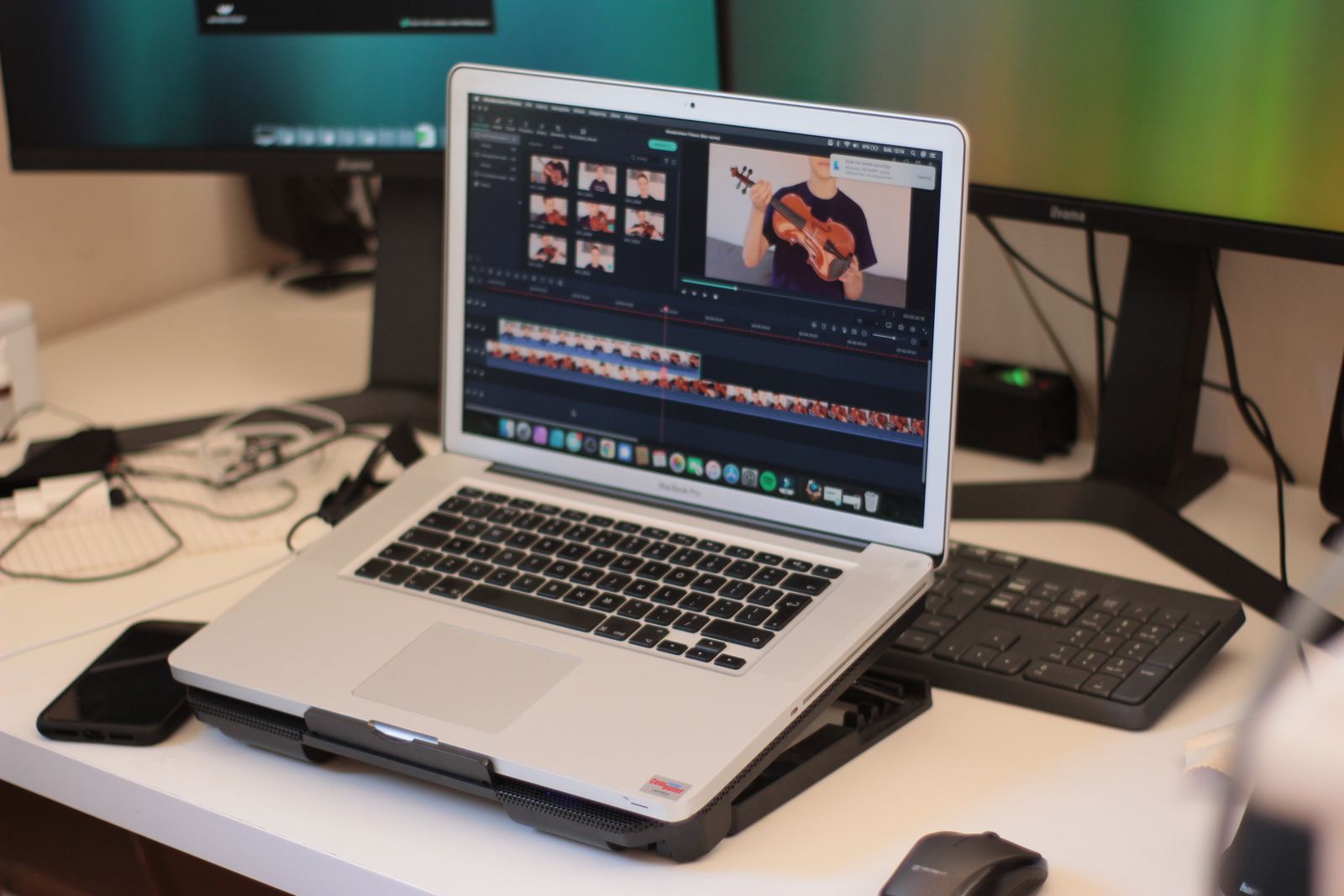 A close view of presentation slides being edited on a screen
