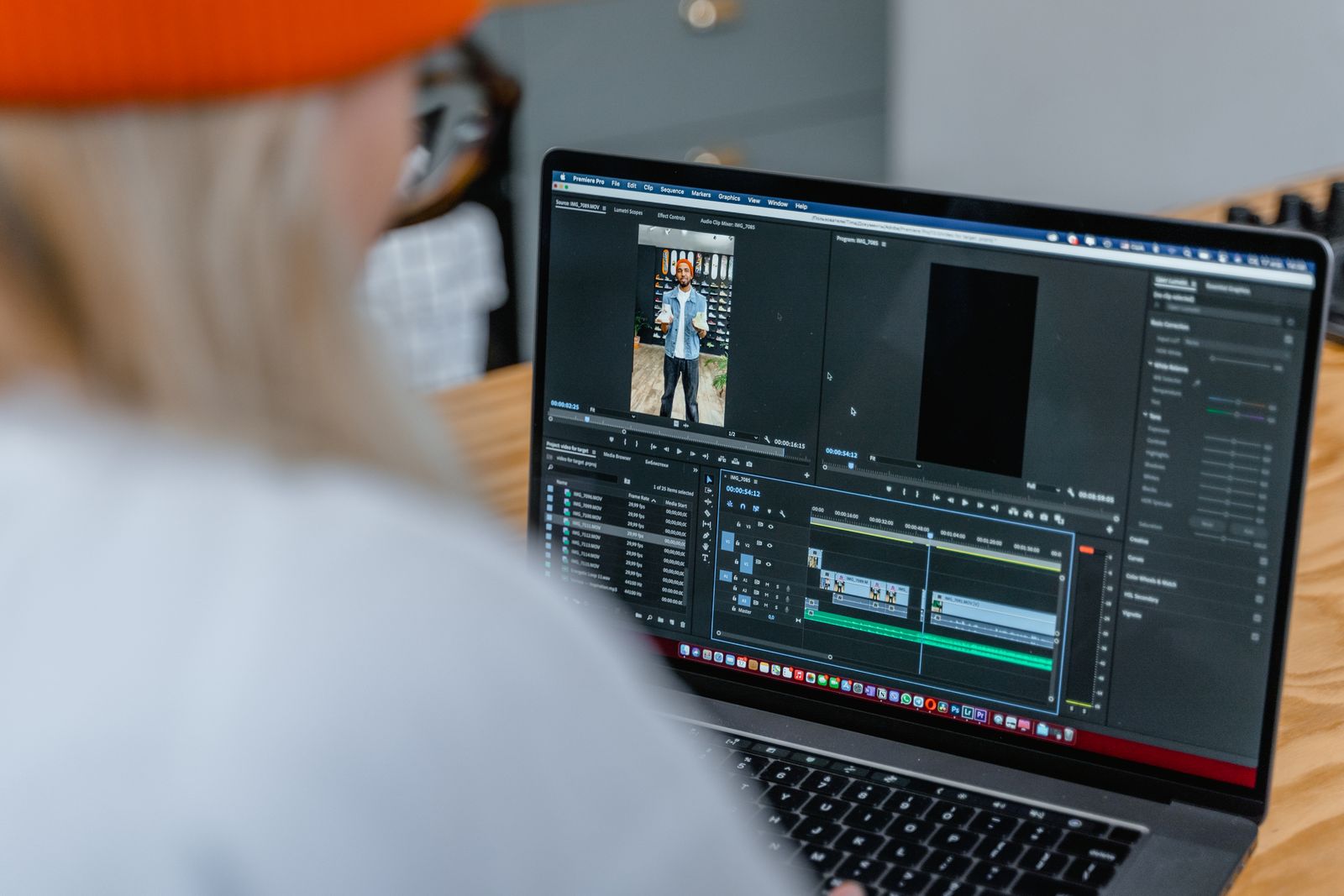A person reviewing a video transcript and notes on a laptop