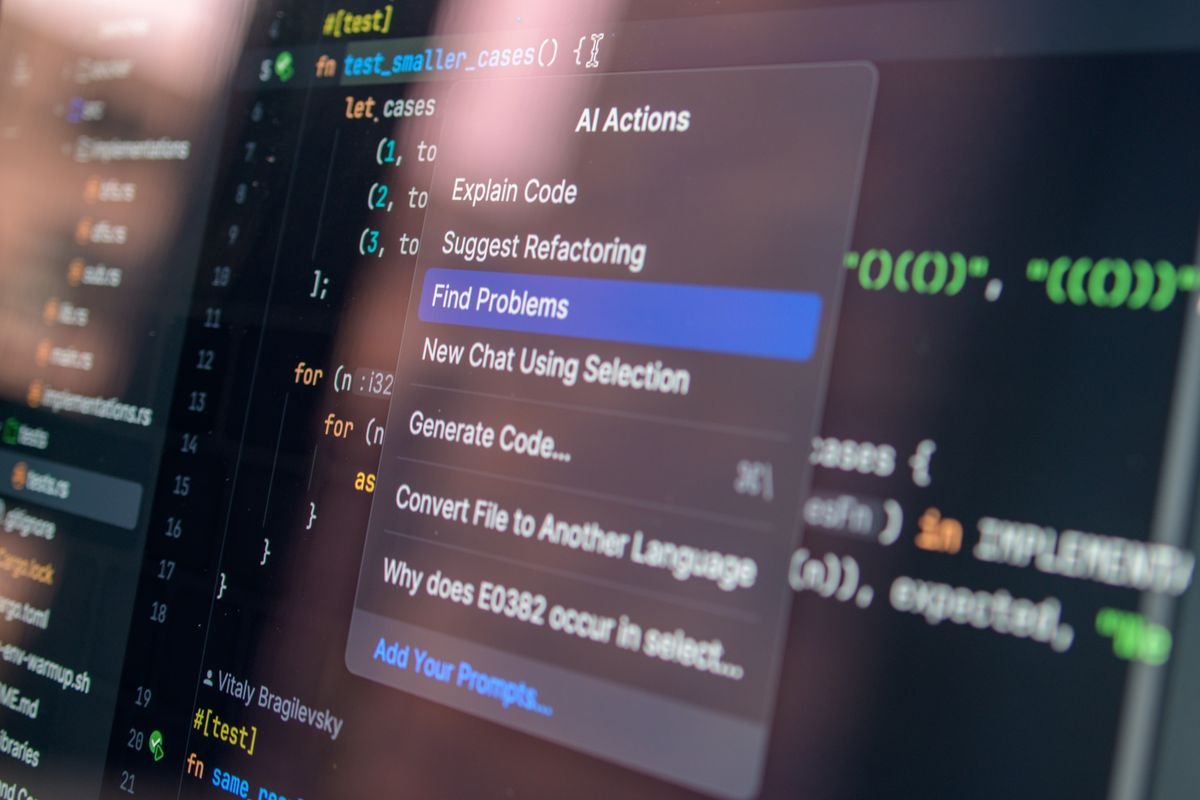 A code editor showing AI-assisted debugging and problem-solving options